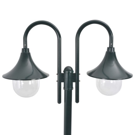vidaXL Garten-Pollerleuchte E27 220 cm Aluminium 2-Laterne Dunkelgrün 