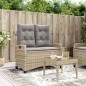 vidaXL Gartenbank Verstellbar mit Kissen Beige Poly Rattan vidaXL Gartenbank Verstellbar mit Kissen Beige Poly Rattan