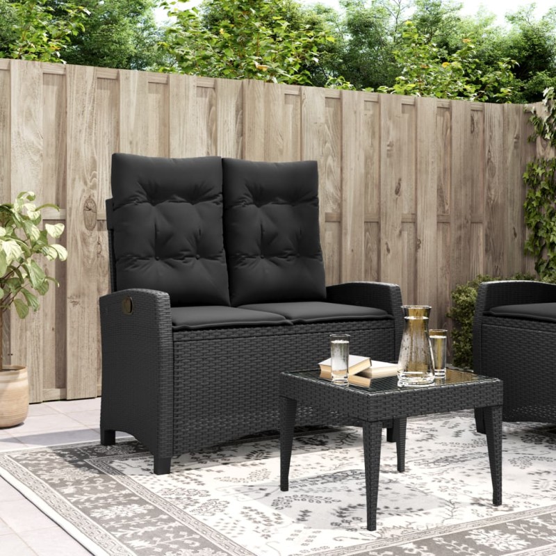 vidaXL Gartenbank Verstellbar mit Kissen Schwarz Poly Rattan vidaXL Gartenbank Verstellbar mit Kissen Schwarz Poly Rattan