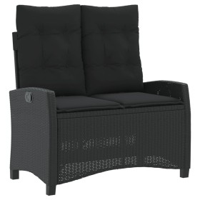vidaXL Gartenbank Verstellbar mit Kissen Schwarz Poly Rattan