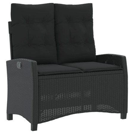 vidaXL Gartenbank Verstellbar mit Kissen Schwarz Poly Rattan