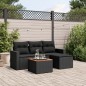 vidaXL 5-tlg. Garten-Sofagarnitur mit Kissen Schwarz Poly Rattan vidaXL 5-tlg. Garten-Sofagarnitur mit Kissen Schwarz Poly Rattan