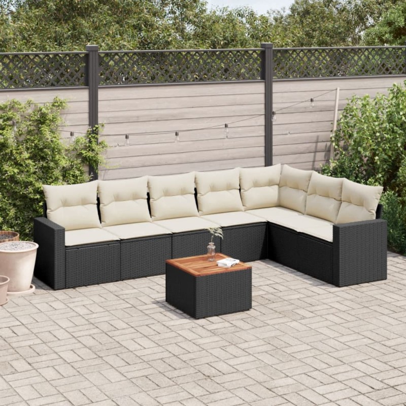 vidaXL 8-tlg. Garten-Sofagarnitur mit Kissen Schwarz Poly Rattan vidaXL 8-tlg. Garten-Sofagarnitur mit Kissen Schwarz Poly Rattan