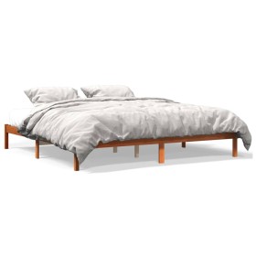 vidaXL Massivholzbett Wachsbraun 200x200 cm Kiefer