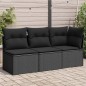 vidaXL Gartensofa mit Kissen 3-Sitzer Schwarz Poly Rattan vidaXL Gartensofa mit Kissen 3-Sitzer Schwarz Poly Rattan
