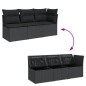 vidaXL Gartensofa mit Kissen 3-Sitzer Schwarz Poly Rattan vidaXL Gartensofa mit Kissen 3-Sitzer Schwarz Poly Rattan