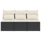 vidaXL Gartensofa mit Kissen 3-Sitzer Schwarz Poly Rattan vidaXL Gartensofa mit Kissen 3-Sitzer Schwarz Poly Rattan