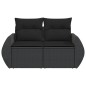 vidaXL Gartensofa mit Kissen 2-Sitzer Schwarz Poly Rattan vidaXL Gartensofa mit Kissen 2-Sitzer Schwarz Poly Rattan