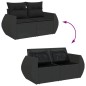vidaXL Gartensofa mit Kissen 2-Sitzer Schwarz Poly Rattan vidaXL Gartensofa mit Kissen 2-Sitzer Schwarz Poly Rattan