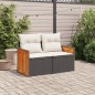 vidaXL Gartensofa mit Kissen 2-Sitzer Schwarz Poly Rattan vidaXL Gartensofa mit Kissen 2-Sitzer Schwarz Poly Rattan