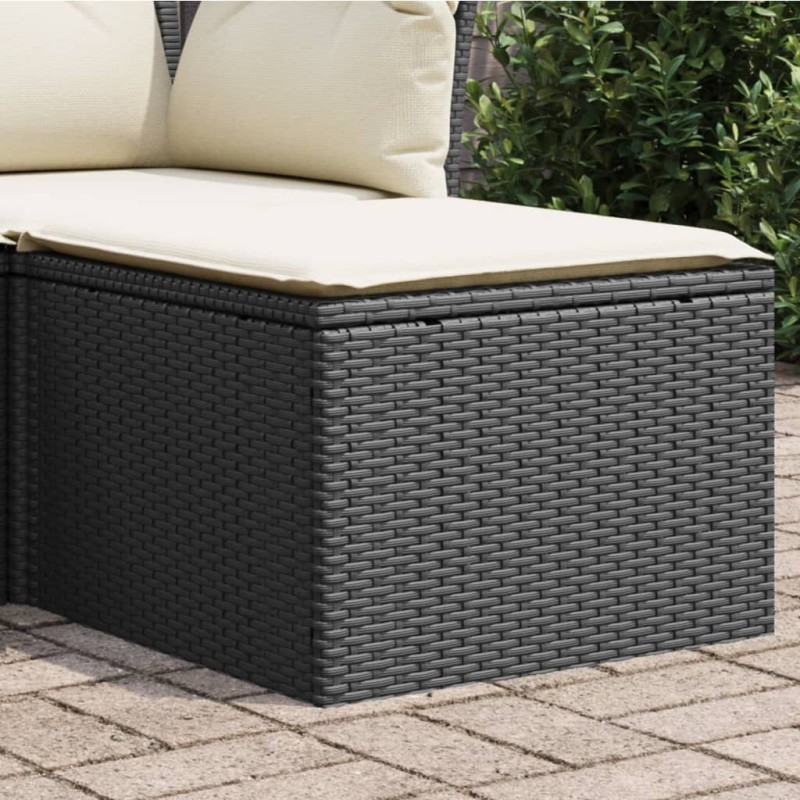 vidaXL Gartenhocker mit Kissen Schwarz 55x55x37 cm Poly Rattan vidaXL Gartenhocker mit Kissen Schwarz 55x55x37 cm Poly Rattan