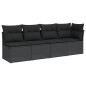 vidaXL Gartensofa mit Kissen 4-Sitzer Schwarz Poly Rattan vidaXL Gartensofa mit Kissen 4-Sitzer Schwarz Poly Rattan