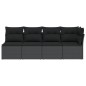 vidaXL Gartensofa mit Kissen 4-Sitzer Schwarz Poly Rattan vidaXL Gartensofa mit Kissen 4-Sitzer Schwarz Poly Rattan