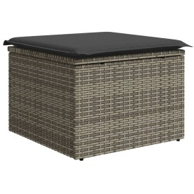 vidaXL Gartenhocker mit Kissen Grau 55x55x37 cm Poly Rattan
