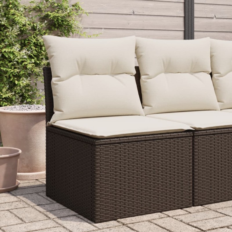 vidaXL Gartensofa ohne Armlehnen mit Kissen Braun Poly Rattan vidaXL Gartensofa ohne Armlehnen mit Kissen Braun Poly Rattan