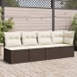 vidaXL Gartensofa mit Kissen 4-Sitzer Braun Poly Rattan vidaXL Gartensofa mit Kissen 4-Sitzer Braun Poly Rattan