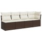 vidaXL Gartensofa mit Kissen 4-Sitzer Braun Poly Rattan vidaXL Gartensofa mit Kissen 4-Sitzer Braun Poly Rattan