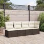 vidaXL Gartensofa mit Kissen 4-Sitzer Braun Poly Rattan vidaXL Gartensofa mit Kissen 4-Sitzer Braun Poly Rattan