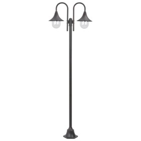 vidaXL Garten-Pollerleuchte E27 220 cm Aluminium 2-Laterne Bronze 