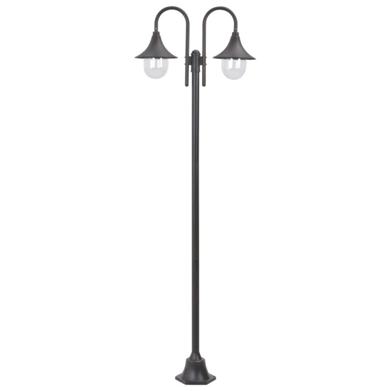 vidaXL Garten-Pollerleuchte E27 220 cm Aluminium 2-Laterne Bronze vidaXL Garten-Pollerleuchte E27 220 cm Aluminium 2-Laterne Bronze