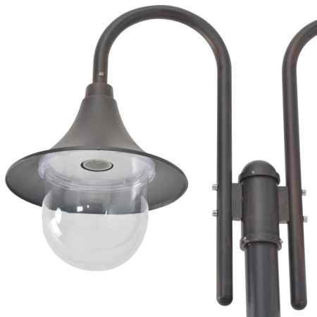 vidaXL Garten-Pollerleuchte E27 220 cm Aluminium 2-Laterne Bronze 