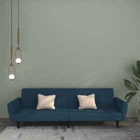 vidaXL Schlafsofa 2-Sitzer Blau Samt