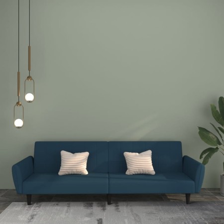vidaXL Schlafsofa 2-Sitzer Blau Samt