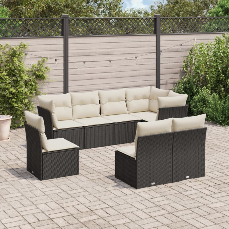 vidaXL 8-tlg. Garten-Sofagarnitur mit Kissen Schwarz Poly Rattan vidaXL 8-tlg. Garten-Sofagarnitur mit Kissen Schwarz Poly Rattan