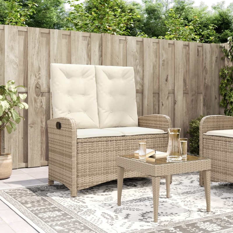 vidaXL Gartenbank Verstellbar mit Kissen Beige Poly Rattan vidaXL Gartenbank Verstellbar mit Kissen Beige Poly Rattan
