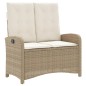 vidaXL Gartenbank Verstellbar mit Kissen Beige Poly Rattan vidaXL Gartenbank Verstellbar mit Kissen Beige Poly Rattan