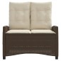 vidaXL Gartenbank Verstellbar mit Kissen Braun Poly Rattan