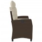vidaXL Gartenbank Verstellbar mit Kissen Braun Poly Rattan