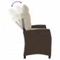 vidaXL Gartenbank Verstellbar mit Kissen Braun Poly Rattan