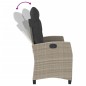 vidaXL Gartenbank Verstellbar mit Kissen Hellgrau Poly Rattan vidaXL Gartenbank Verstellbar mit Kissen Hellgrau Poly Rattan