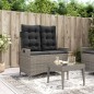 vidaXL Gartenbank Verstellbar mit Kissen Grau Poly Rattan vidaXL Gartenbank Verstellbar mit Kissen Grau Poly Rattan