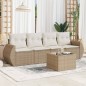 vidaXL 5-tlg. Garten-Sofagarnitur mit Kissen Beige Poly Rattan vidaXL 5-tlg. Garten-Sofagarnitur mit Kissen Beige Poly Rattan