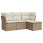 vidaXL 4-tlg. Garten-Sofagarnitur mit Kissen Beige Poly Rattan vidaXL 4-tlg. Garten-Sofagarnitur mit Kissen Beige Poly Rattan