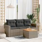 vidaXL 4-tlg. Garten-Sofagarnitur mit Kissen Grau Poly Rattan vidaXL 4-tlg. Garten-Sofagarnitur mit Kissen Grau Poly Rattan
