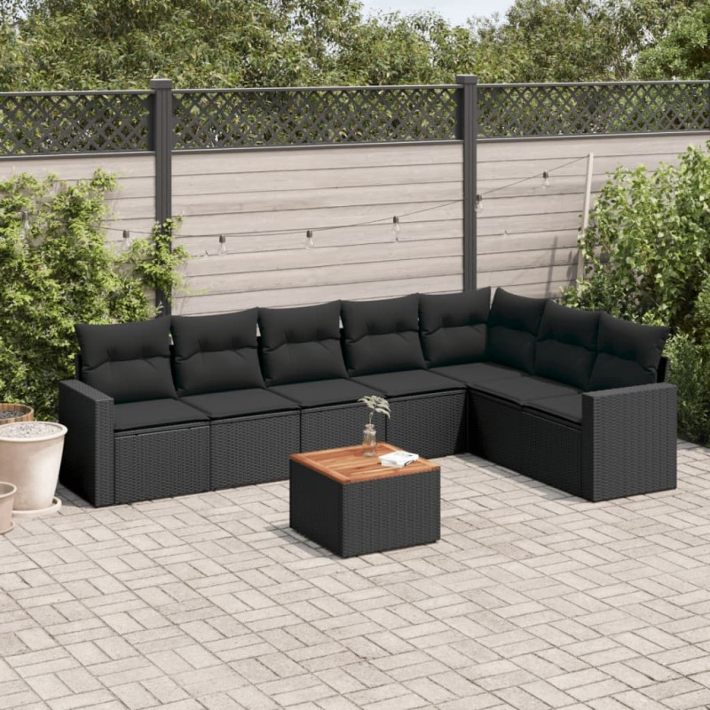 vidaXL 8-tlg. Garten-Sofagarnitur mit Kissen Schwarz Poly Rattan vidaXL 8-tlg. Garten-Sofagarnitur mit Kissen Schwarz Poly Rattan