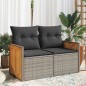vidaXL Gartensofa 2-Sitzer mit Kissen Grau Poly Rattan vidaXL Gartensofa 2-Sitzer mit Kissen Grau Poly Rattan