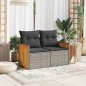 vidaXL Gartensofa 2-Sitzer mit Kissen Grau Poly Rattan vidaXL Gartensofa 2-Sitzer mit Kissen Grau Poly Rattan