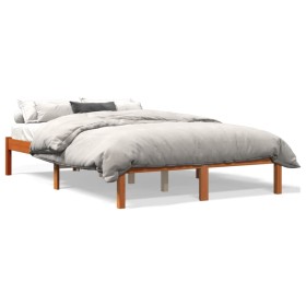 vidaXL Massivholzbett ohne Matratze Wachsbraun 135x190 cm Kiefernholz