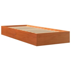 vidaXL Massivholzbett ohne Matratze Wachsbraun 90x190 cm Kiefernholz