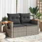 vidaXL Gartensofa 2-Sitzer mit Kissen Grau Poly Rattan vidaXL Gartensofa 2-Sitzer mit Kissen Grau Poly Rattan