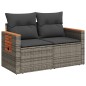 vidaXL Gartensofa 2-Sitzer mit Kissen Grau Poly Rattan vidaXL Gartensofa 2-Sitzer mit Kissen Grau Poly Rattan