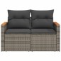 vidaXL Gartensofa 2-Sitzer mit Kissen Grau Poly Rattan vidaXL Gartensofa 2-Sitzer mit Kissen Grau Poly Rattan