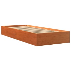 vidaXL Massivholzbett ohne Matratze Wachsbraun 90x200 Kiefernholz