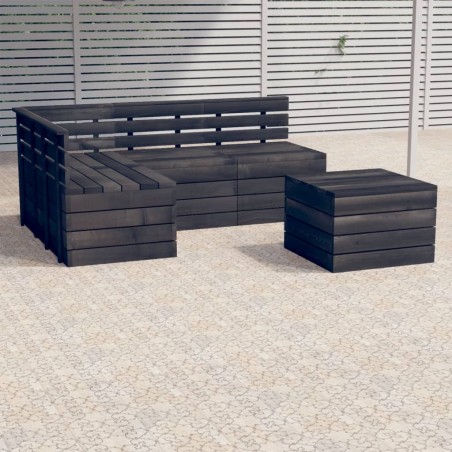 vidaXL 5-tlg. Garten-Sofagarnitur aus Paletten Kiefernholz Dunkelgrau