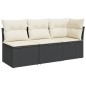 vidaXL Gartensofa mit Kissen 3-Sitzer Schwarz Poly Rattan vidaXL Gartensofa mit Kissen 3-Sitzer Schwarz Poly Rattan