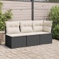 vidaXL Gartensofa mit Kissen 3-Sitzer Schwarz Poly Rattan vidaXL Gartensofa mit Kissen 3-Sitzer Schwarz Poly Rattan